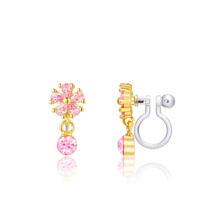 Hypoallergene kinder clip oorbellen luxe hangertje bloemetje - Staartjes en Strikjes