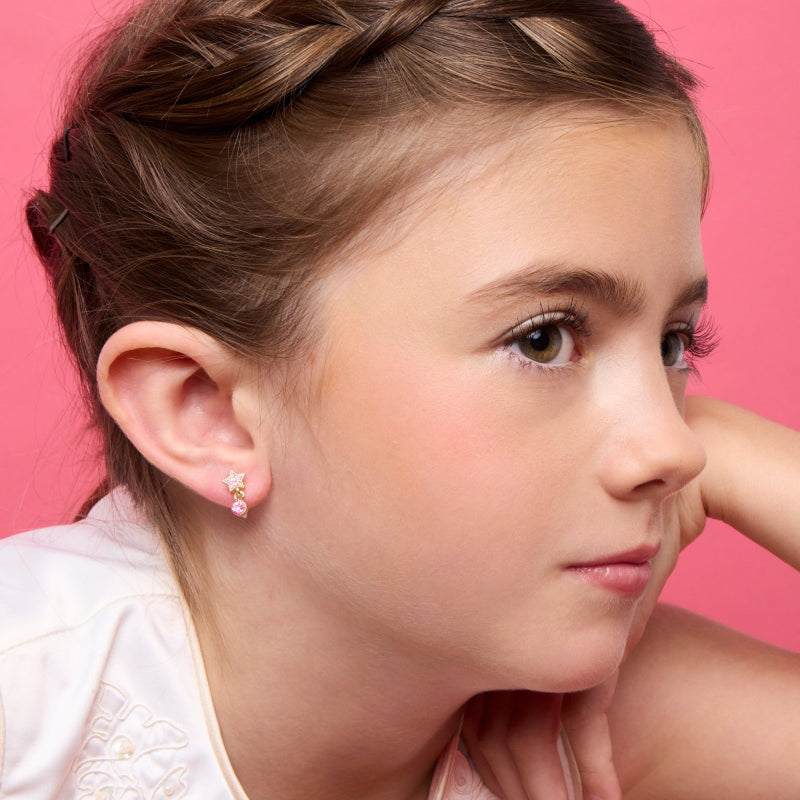 Hypoallergene kinder clip oorbellen luxe hangertje sterretje - Staartjes en Strikjes