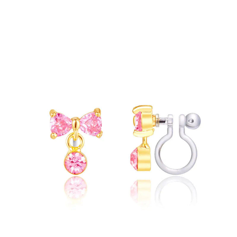 Hypoallergene kinder clip oorbellen luxe hangertje strikjes - Staartjes en Strikjes