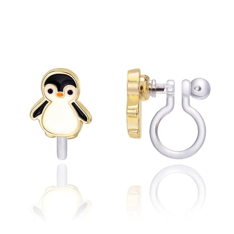 Hypoallergene kinder clip oorbellen pinguin - Staartjes en Strikjes