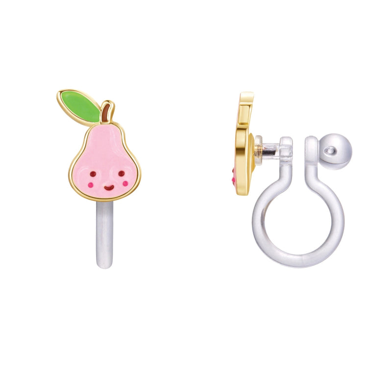 Hypoallergene kinder clip oorbellen Pink Pear - Staartjes en Strikjes