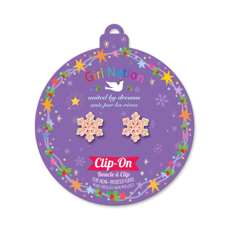 Hypoallergene kinder clip oorbellen Snow Flake Magic - Staartjes en Strikjes