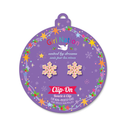 Hypoallergene kinder clip oorbellen Snow Flake Magic - Staartjes en Strikjes