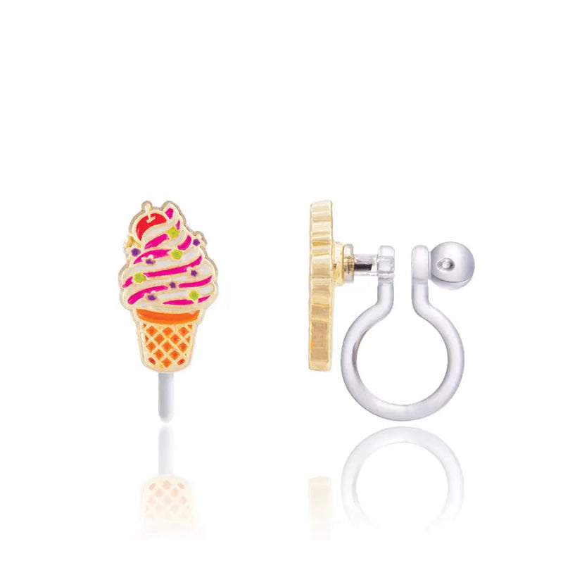 Hypoallergene kinder clip oorbellen Soft Serve Swirl - Staartjes en Strikjes