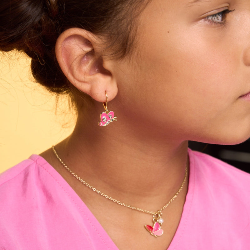 Hypoallergene kinderoorbellen Crystal Butterfly - Staartjes en Strikjes