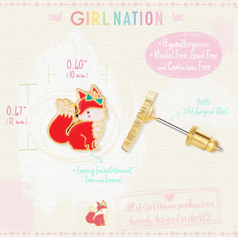 Hypoallergene kinderoorbellen Fancy Fox - Staartjes en Strikjes