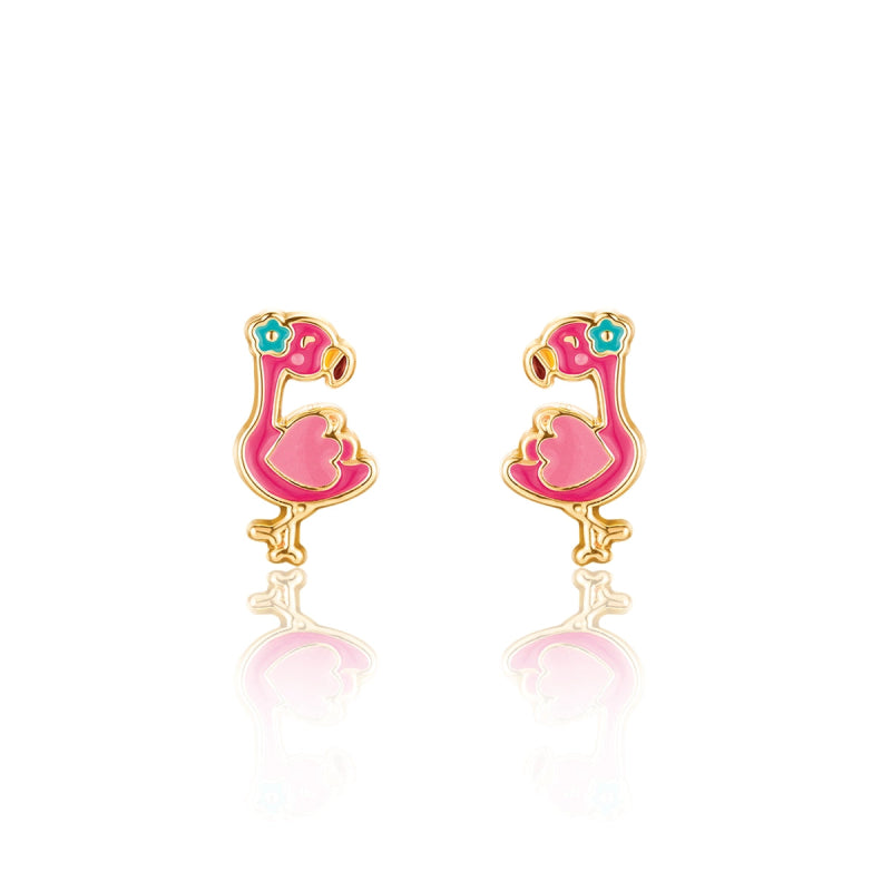 Hypoallergene kinderoorbellen flamingo - Staartjes en Strikjes