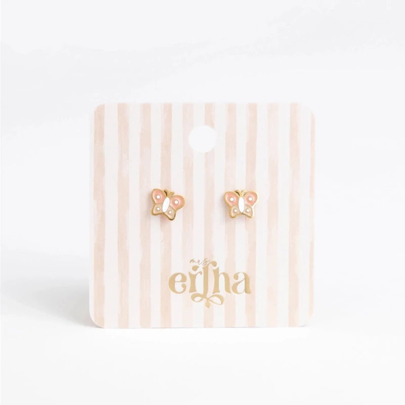 Hypoallergene kinderoorbellen goldplated Baby Butterfly | schroefsluiting - Staartjes en Strikjes