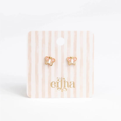 Hypoallergene kinderoorbellen goldplated Baby Butterfly | schroefsluiting - Staartjes en Strikjes