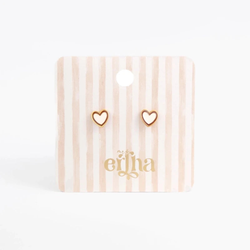 Hypoallergene kinderoorbellen goldplated Duo Heart | schroefsluiting - Staartjes en Strikjes