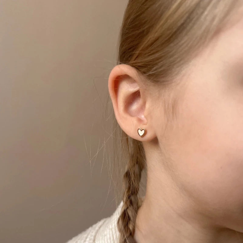 Hypoallergene kinderoorbellen goldplated Duo Heart | schroefsluiting - Staartjes en Strikjes