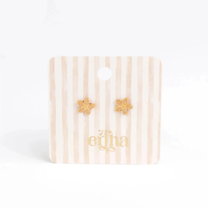 Hypoallergene kinderoorbellen goldplated Golden Flora | schroefsluiting - Staartjes en Strikjes