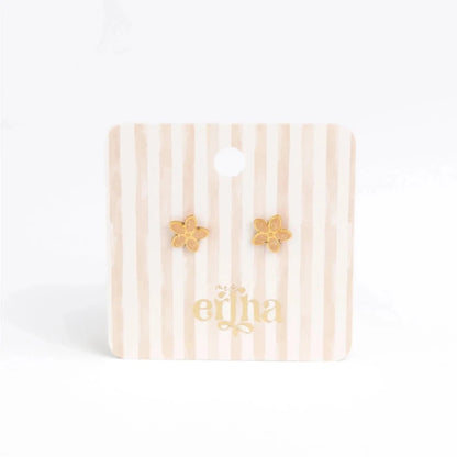 Hypoallergene kinderoorbellen goldplated Golden Flora | schroefsluiting - Staartjes en Strikjes