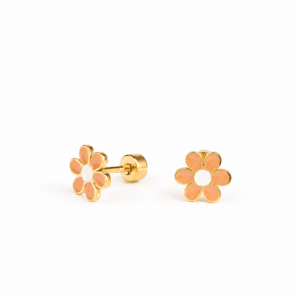 Hypoallergene kinderoorbellen goldplated Little Daisy | schroefsluiting - Staartjes en Strikjes