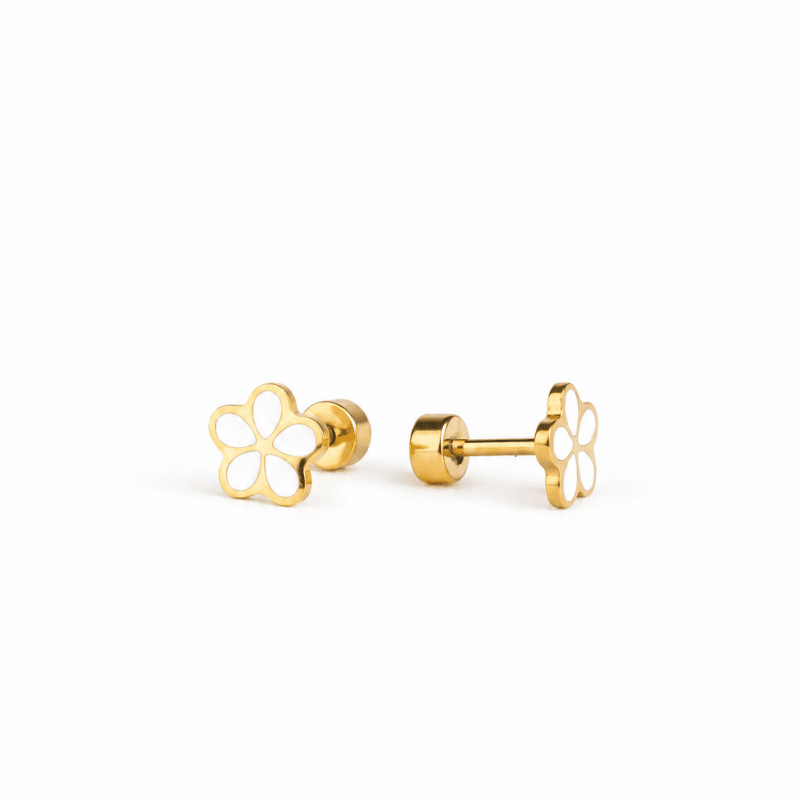 Hypoallergene kinderoorbellen goldplated Pure Petal | schroefsluiting - Staartjes en Strikjes
