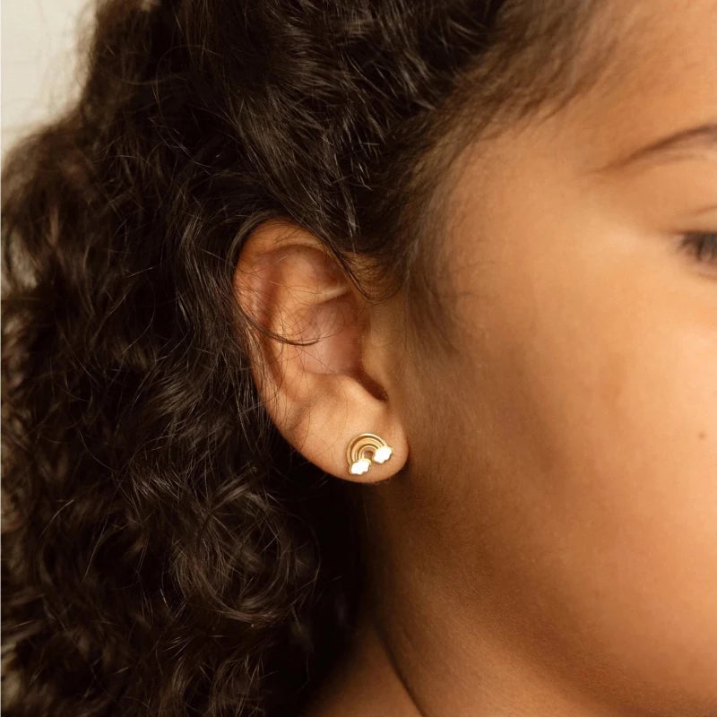 Hypoallergene kinderoorbellen goldplated Rainbow Dreams | schroefsluiting - Staartjes en Strikjes