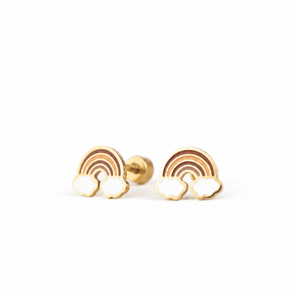 Hypoallergene kinderoorbellen goldplated Rainbow Dreams | schroefsluiting - Staartjes en Strikjes