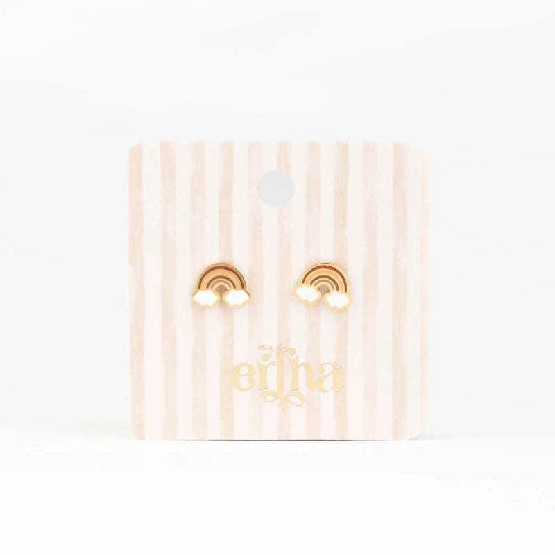 Hypoallergene kinderoorbellen goldplated Rainbow Dreams | schroefsluiting - Staartjes en Strikjes