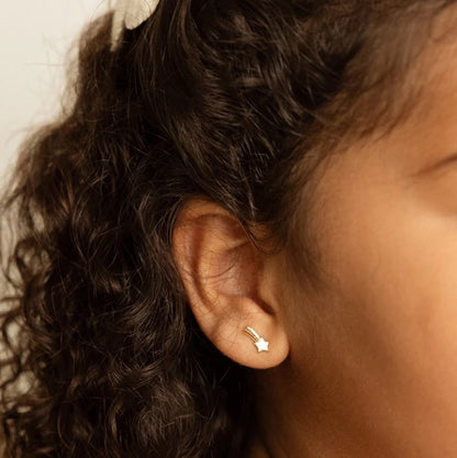 Hypoallergene kinderoorbellen goldplated Starlight | schroefsluiting - Staartjes en Strikjes
