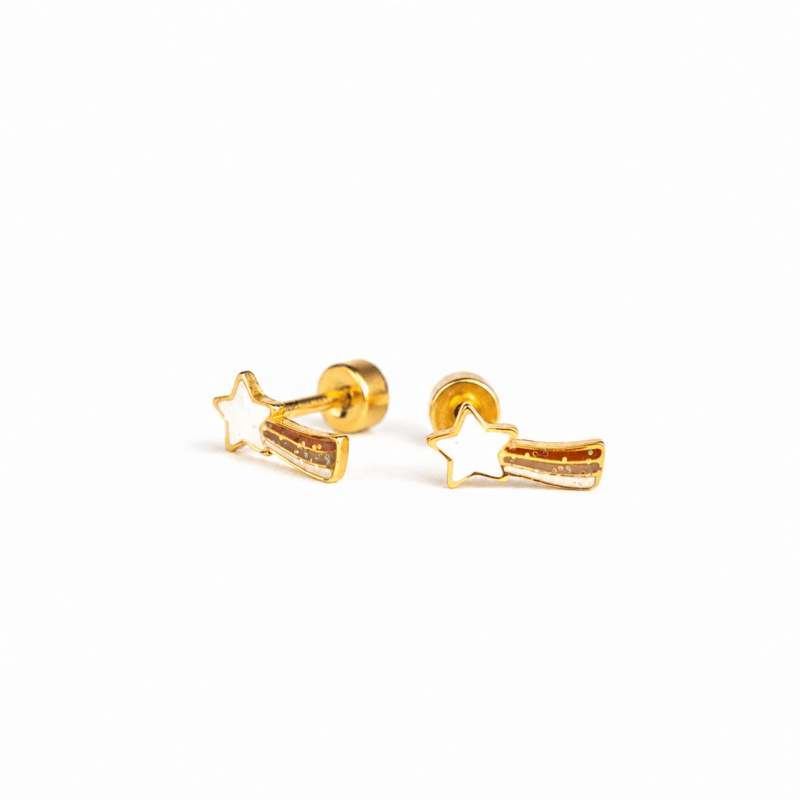 Hypoallergene kinderoorbellen goldplated Starlight | schroefsluiting - Staartjes en Strikjes