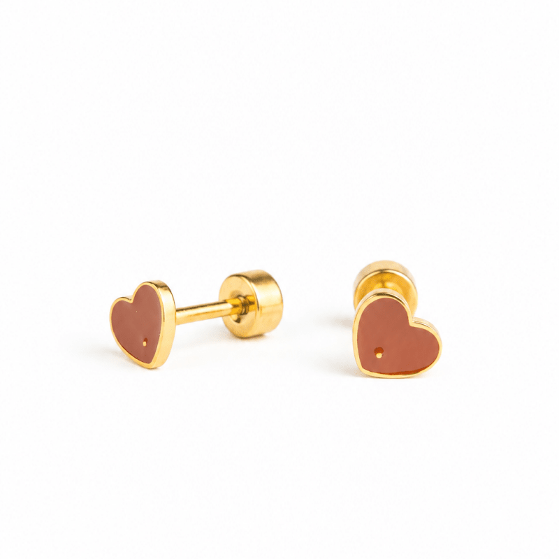 Hypoallergene kinderoorbellen goldplated Tiny Heart | schroefsluiting - Staartjes en Strikjes