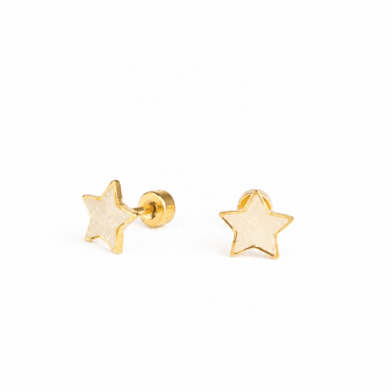 Hypoallergene kinderoorbellen goldplated Twinkle Star | schroefsluiting - Staartjes en Strikjes