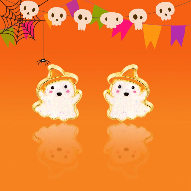 Hypoallergene kinderoorbellen halloween glitter ghost - Staartjes en Strikjes