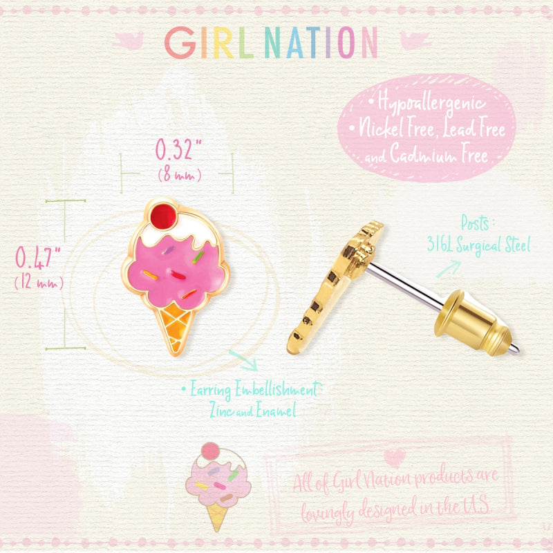 Hypoallergene kinderoorbellen ice crem dream cutie - Staartjes en Strikjes