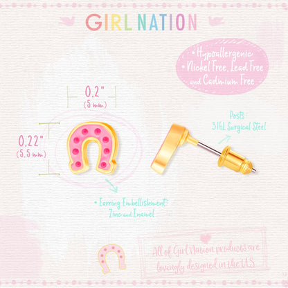 Hypoallergene kinderoorbellen Lucky Horse Shoe - Staartjes en Strikjes