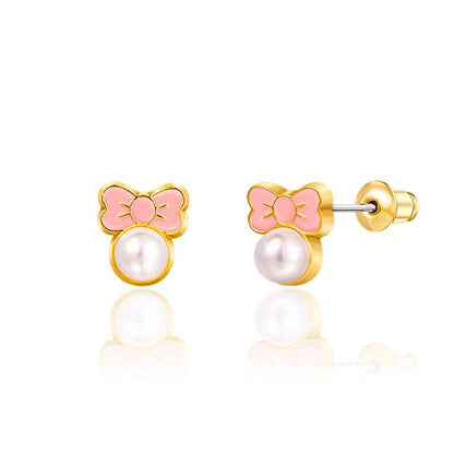 Hypoallergene kinderoorbellen Pink Chic Bow - Staartjes en Strikjes