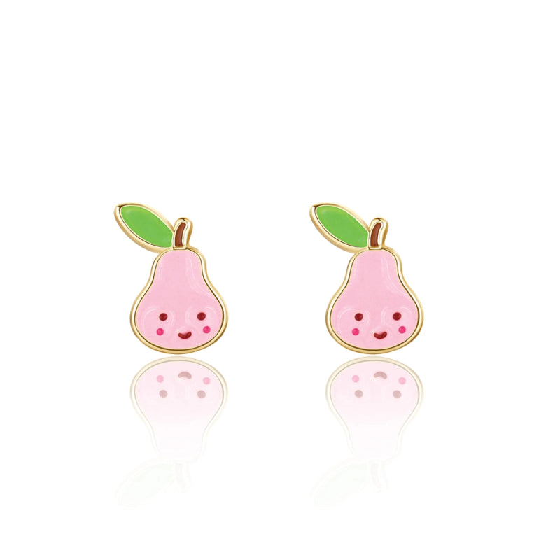 Hypoallergene kinderoorbellen Pink Pear Cutie - Staartjes en Strikjes