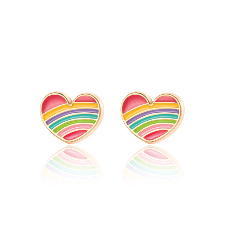 Hypoallergene kinderoorbellen Rainbow Heart Cutie - Staartjes en Strikjes