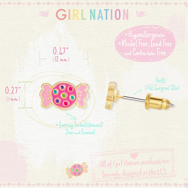 Hypoallergene kinderoorbellen Retro Candy Cutie - Staartjes en Strikjes