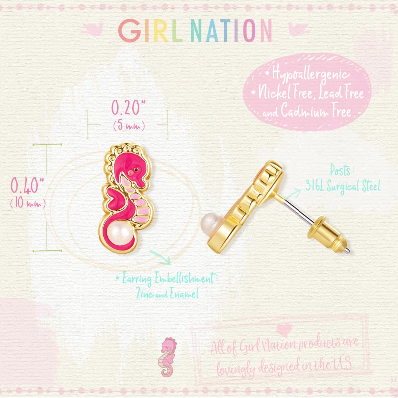 Hypoallergene kinderoorbellen Seahorse Cutie - Staartjes en Strikjes