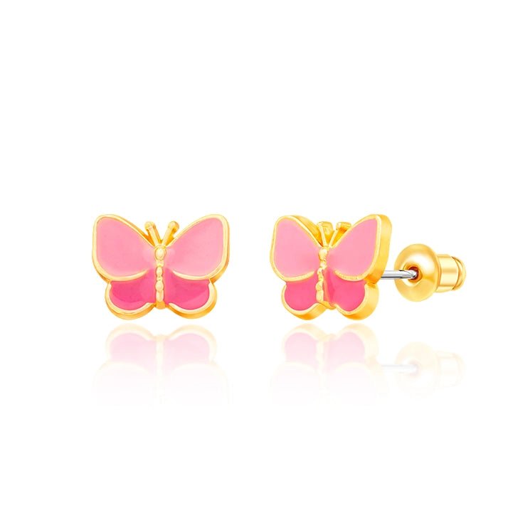 Hypoallergene kinderoorbellen Sweet Pink Butterfly - Staartjes en Strikjes