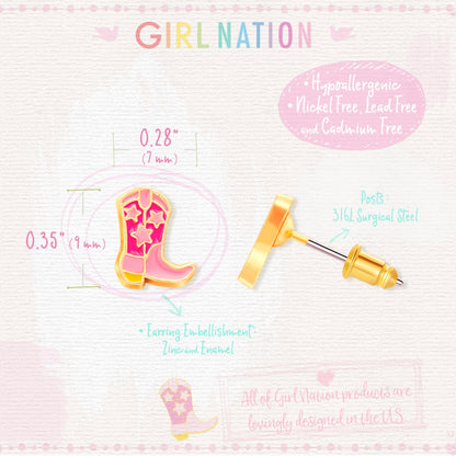 Hypoallergene kinderoorbellen Western Cowgirl Boots - Staartjes en Strikjes