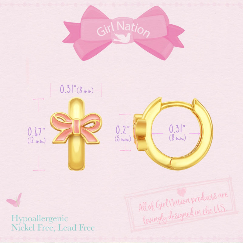 Hypoallergene kinderoorringen Pink Bow - Staartjes en Strikjes