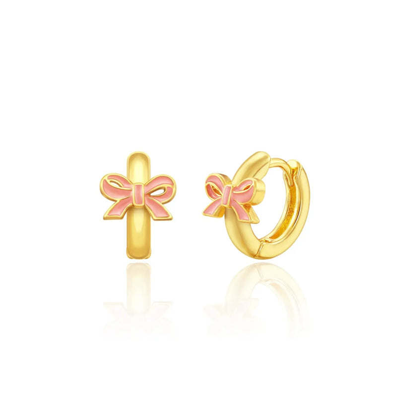 Hypoallergene kinderoorringen Pink Bow - Staartjes en Strikjes