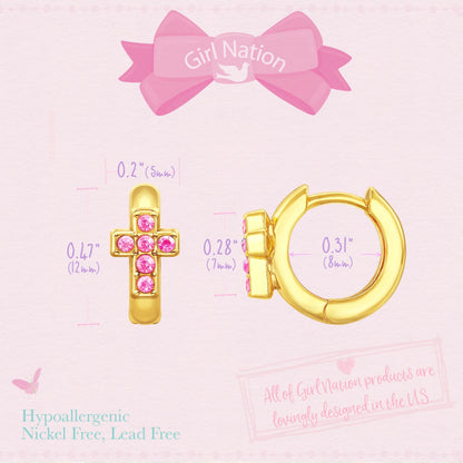 Hypoallergene kinderoorringen Pink Cross - Staartjes en Strikjes