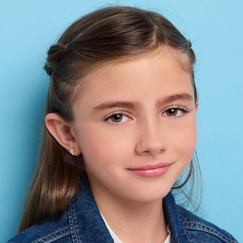 Hypoallergene kinderoorringen Pink Cross - Staartjes en Strikjes