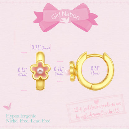 Hypoallergene kinderoorringen Pink Flower - Staartjes en Strikjes