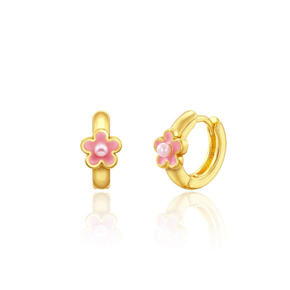 Hypoallergene kinderoorringen Pink Flower - Staartjes en Strikjes