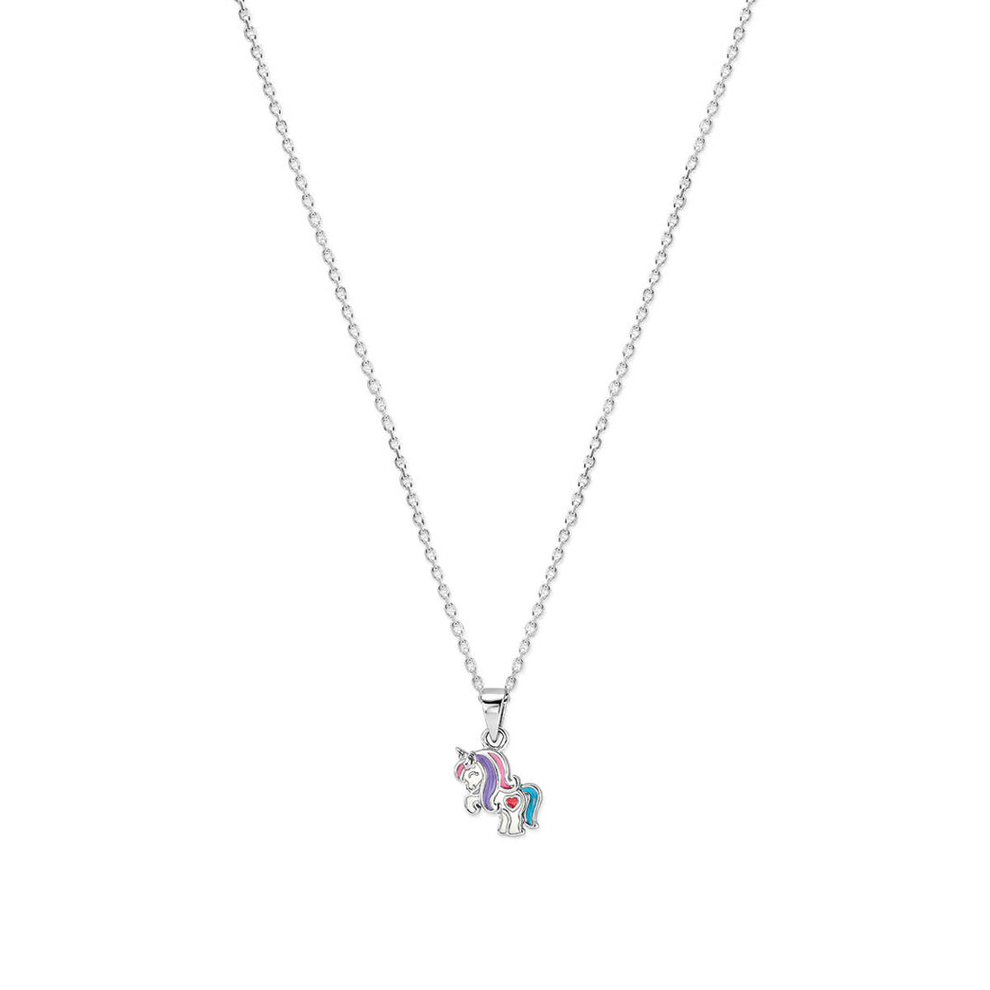 Zilveren ketting eenhoorn met hartje