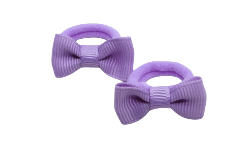 Kleine elastiekjes met mini strikjes – paars - Staartjes en Strikjes