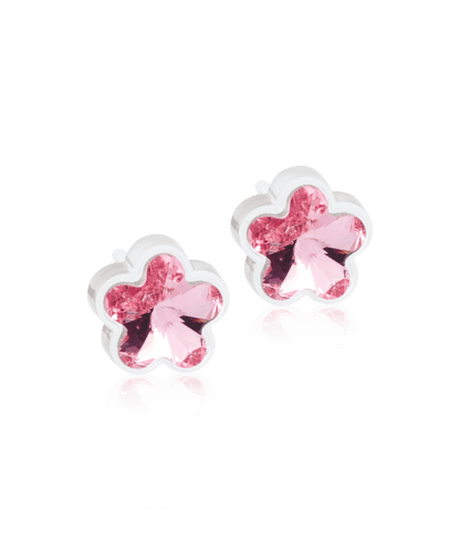 Oorbellen Blomdahl medical plastic bloemetjes licht roze (incl. achterkantjes) - Staartjes en Strikjes