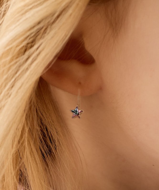 Oorbellen Blomdahl medical plastic hanger sterretjes - lilac shimmer - Staartjes en Strikjes