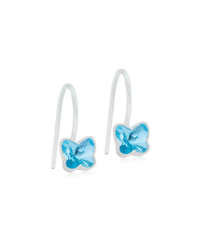 Oorbellen Blomdahl medical plastic hanger vlindertjes aqua blauw (incl. achterkantjes) - Staartjes en Strikjes