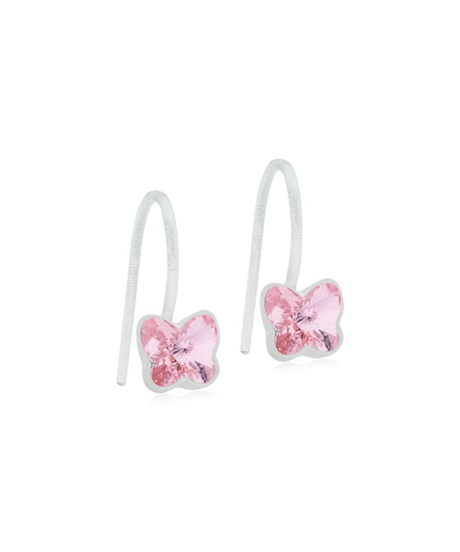 Oorbellen Blomdahl medical plastic hanger vlindertjes licht roze (incl. achterkantjes) - Staartjes en Strikjes