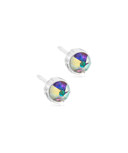 Oorbellen Blomdahl medical plastic knopje rainbow 6 mm. (incl. achterkantjes) - Staartjes en Strikjes