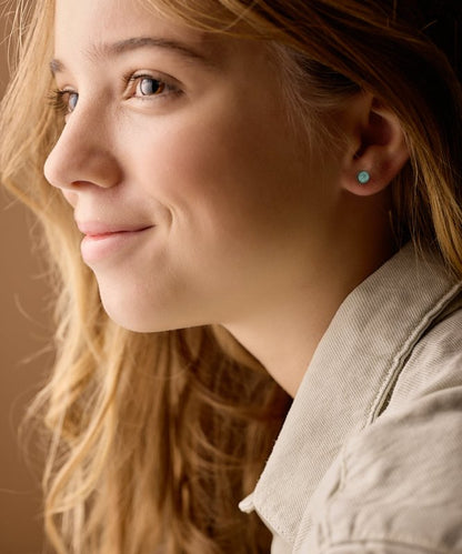 Oorbellen Blomdahl medical plastic knopje soft mint 6 mm. - Staartjes en Strikjes